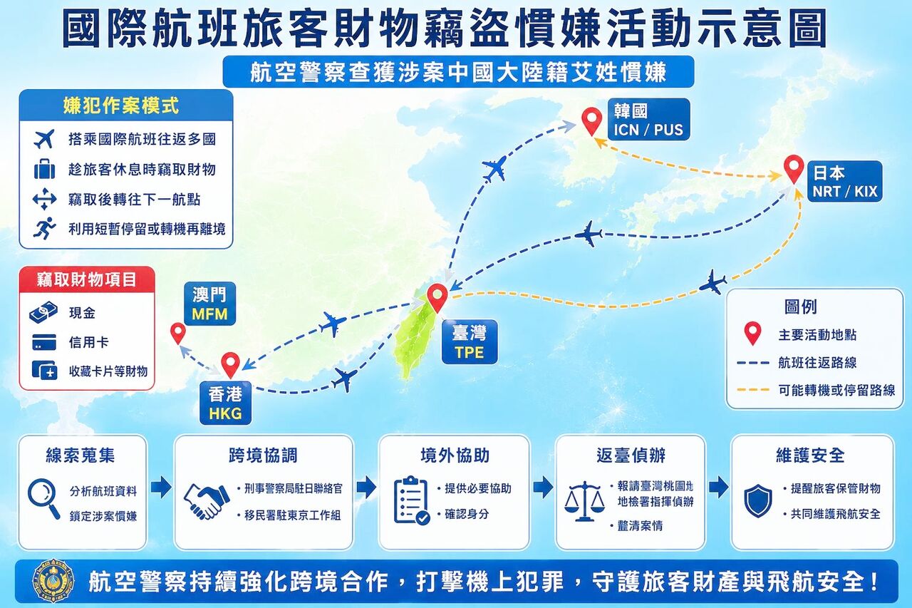 國籍航班旅客財物屢遭竊盜刷 航警東京逮獲陸籍慣犯返台偵辦 | ETtoday社會新聞 | ETtoday新聞雲