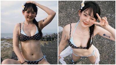 籃球女神綠島脫了!「解放超小件比基尼」包不住上圍 邪惡視角全被拍
