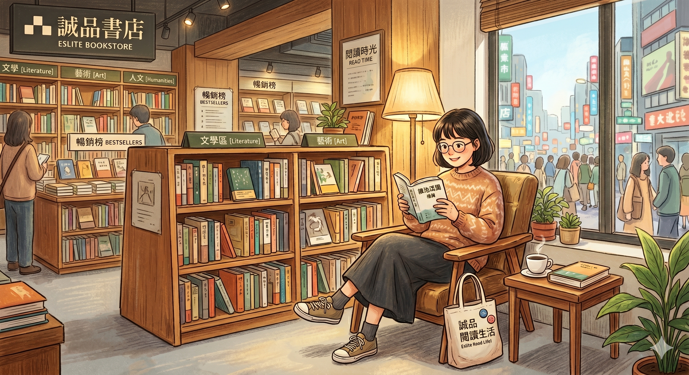 ▲閱讀,書店,誠品,暢銷榜。（AI協作圖／記者蔡惠如製作，經編輯審核）