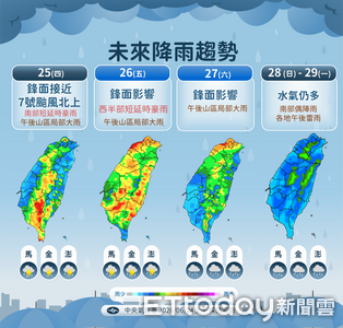 明起全台濕答答 鋒面接近防短延時豪雨