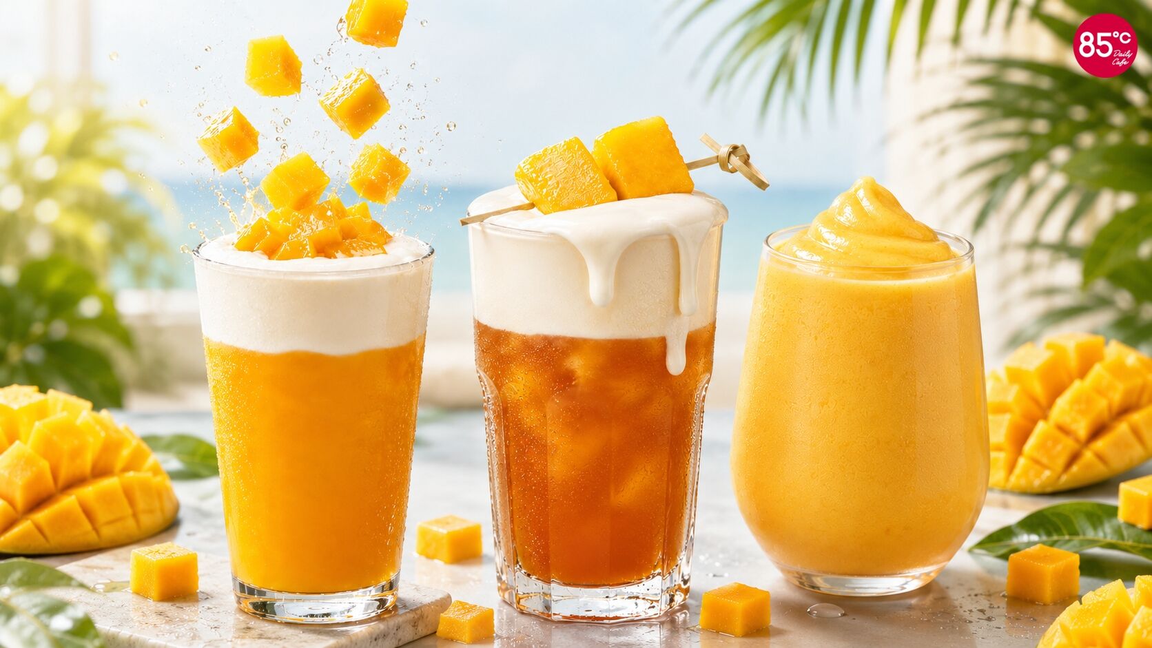 ▲連鎖咖啡CAFE!N大麻草香氛美式、85度C芒果雲朵系列。（圖／品牌提供）