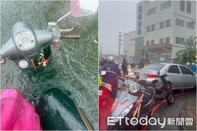 快訊／劇烈雨彈暴襲屏東！「水淹機車」慘況曝　上班民眾哀號