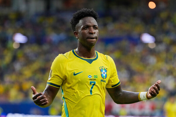 ▲巴西前鋒維尼修斯（Vinicius Jr）梅開兩度率隊以3比0擊潰蘇格蘭。（圖／達志影像／美聯社）