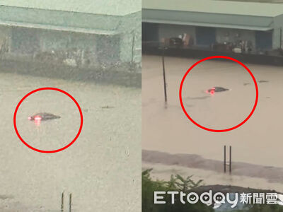雨炸高雄變汪洋!汽車滅頂「狂閃方向燈」 祖孫3人驚險獲救