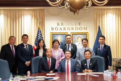 韓國瑜率團會晤戰爭部、白宮官員 交流無人機、軍售延宕議題