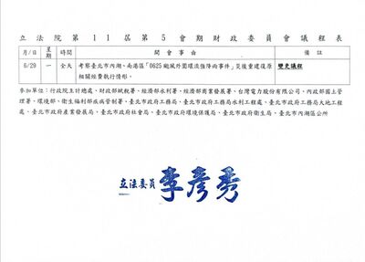 扯!藍委竟排部會考察內湖淹水 簡舒培轟:先甩鍋中央?