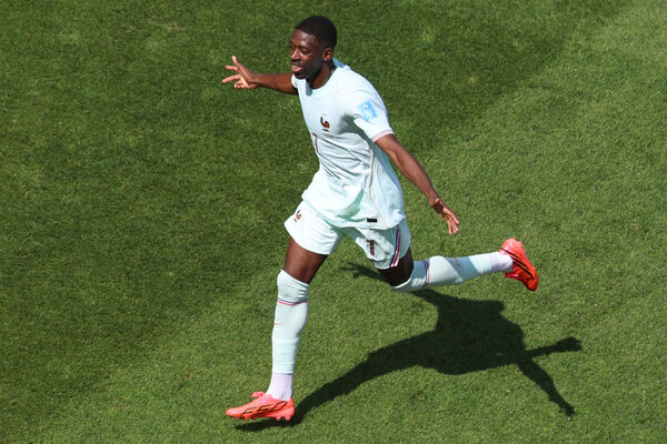 ▲法國登貝萊（Ousmane Demb&eacute;l&eacute;）開賽僅32分鐘即上演帽子戲法。（圖／達志影像／美聯社）