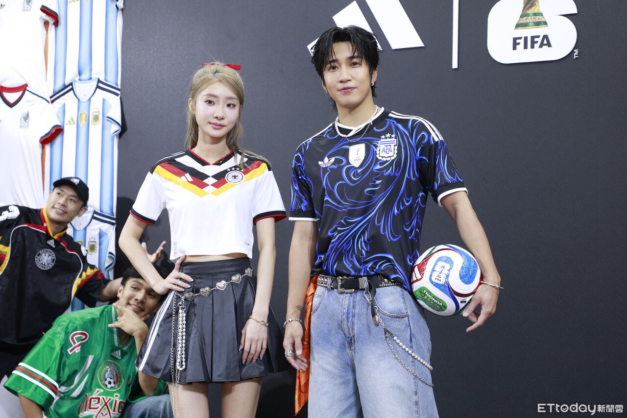 ▲▼婁峻碩、陳華出席「adidas 2026 FIFA 世界盃足球街區」造勢記者會。（圖／記者湯興漢攝）