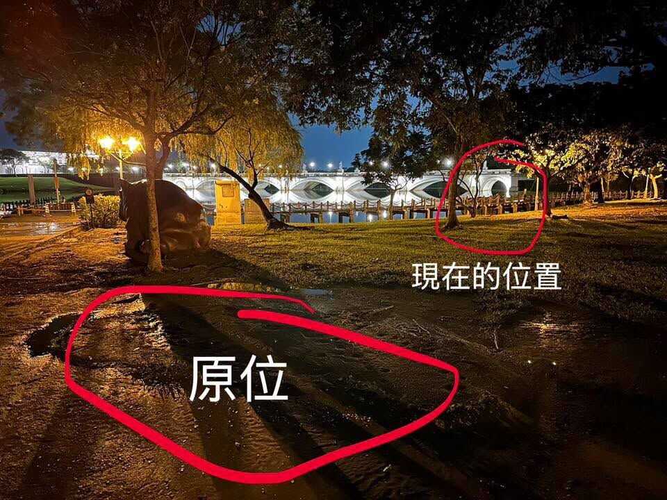 ▲▼奇美博物館的河馬位移。（圖／翻攝臉書／台南式 Tainan Style）