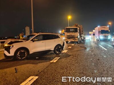 國8驚險車禍！聯結車沒煞住釀3連撞　白休旅遭夾擊2人送醫