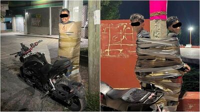 蝙蝠俠真實版？偷車賊「遭膠帶綑綁示眾」　暴揍一頓公告惡行