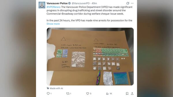 ▲▼加拿大警方緝毒照竟出現AI標籤。（圖／@VancouverPD）