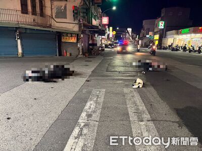 台東市區2機車擦撞！2騎士倒地1人送醫　安全帽噴飛