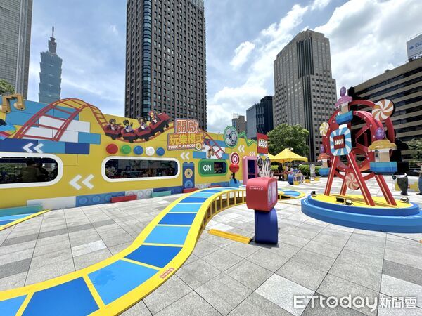 ▲台灣樂高在統一時代百貨台北店2樓夢廣場打造「樂高夏日遊樂場」，即日起至7月19日免費體驗。（圖／記者彭懷玉攝）