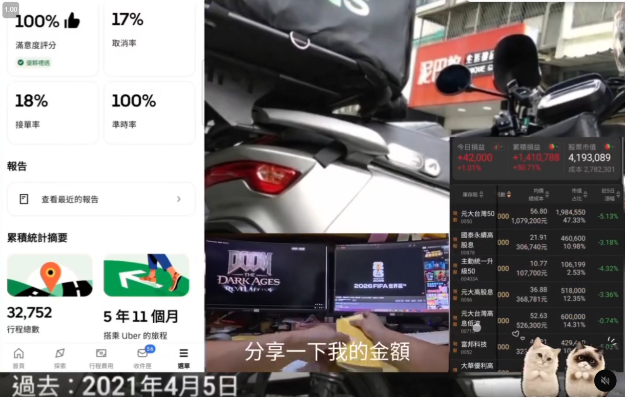 兼職跑外送6年賺267萬 丟進股市「漲到419萬」!帳戶截圖曝