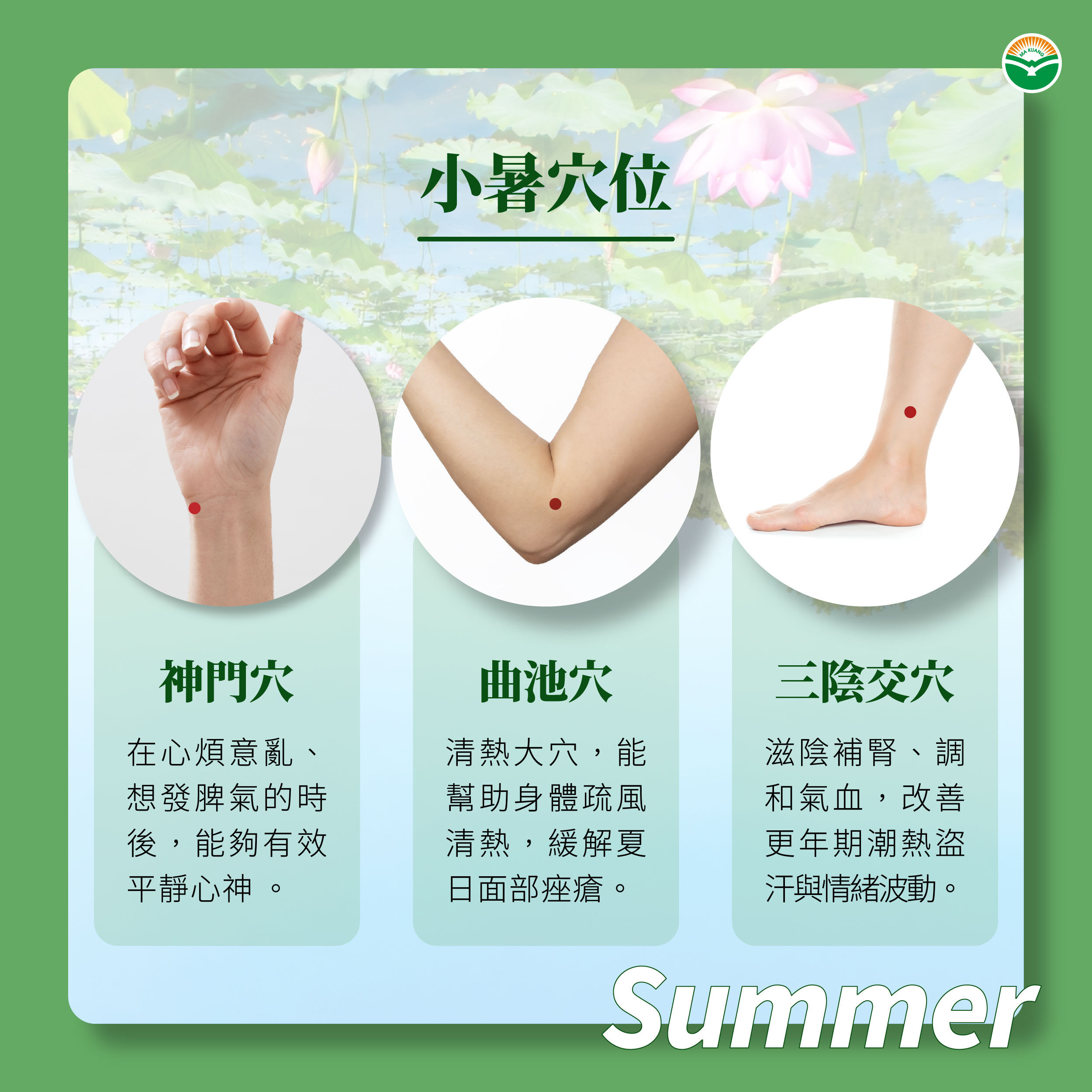 ▲▼小暑保養三大穴位。（圖／馬光中醫提供）