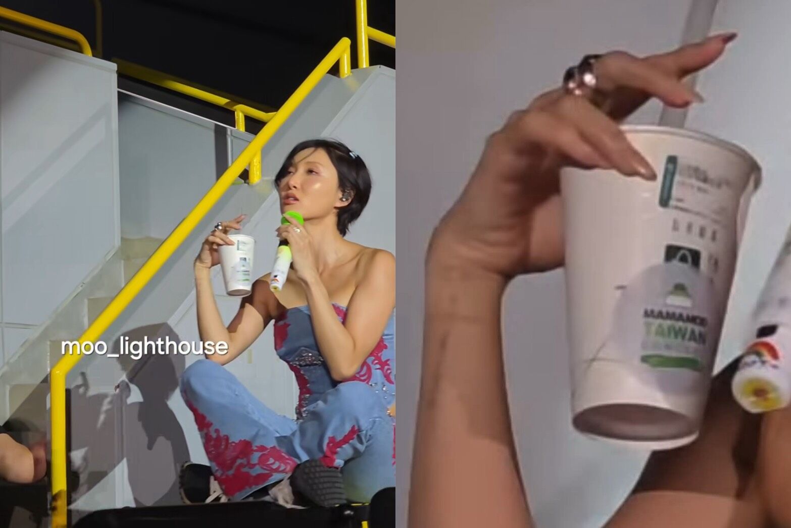 ▲▼「MAMAMOO」成員華莎手拿台灣飲料。（圖／Threads moo_lighthouse授權提供）