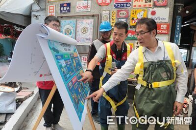 迎戰巴威颱風!黃偉哲穿青蛙裝進下水道 親檢清淤排水整備