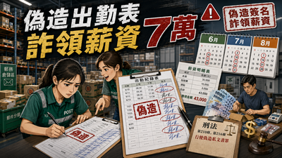郵局倉儲爆假出勤!夫在家代工 妻聯手同事偽簽102次領7萬