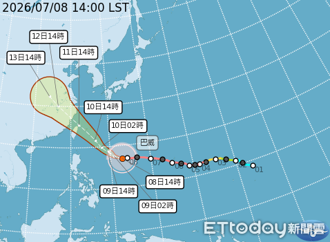 巴威晚間北轉 後天最近「不排除登陸東北角」 | ETtoday生活新聞 | ETtoday新聞雲