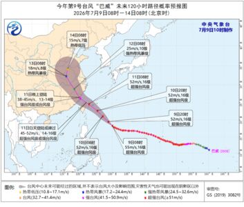 陸預測:巴威11日白天登陸或擦過台灣北部