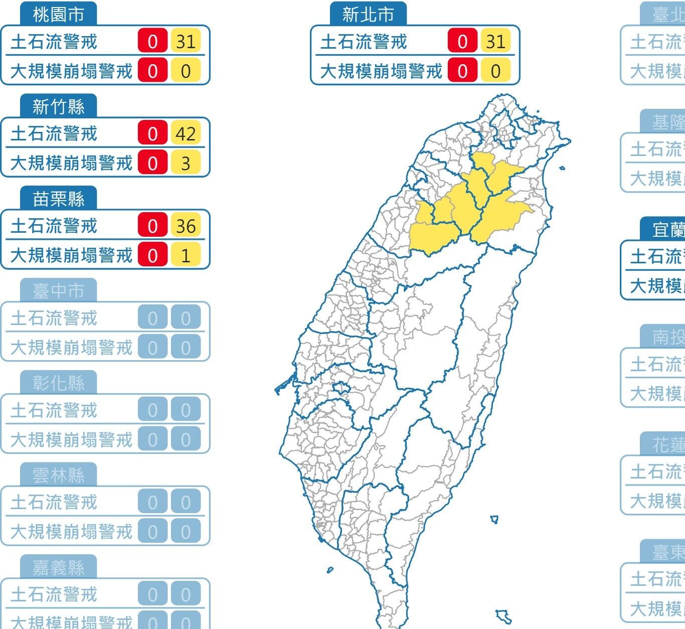 ▲▼農業部針對184條土石流潛勢溪流發布黃色警戒。（圖／農業部提供）