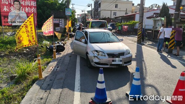 ▲新園鄉中和路交通事故。（圖／記者陳崑福翻攝）