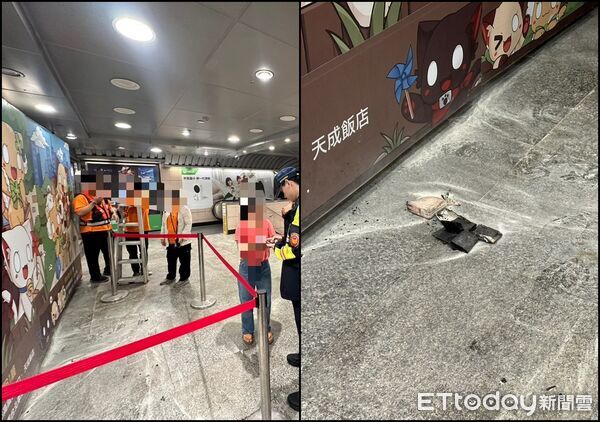 ▲▼北車地下街驚傳火警！行動電源自燃 民眾滅火器神救援。（圖／記者邱中岳翻攝）