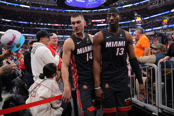 ▲阿德巴約（Bam Adebayo）與希洛（Tyler Herro）曾兩度攜手率隊打進NBA總冠軍賽。（圖／達志影像／美聯社）