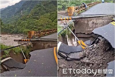 巴威暴雨肆虐！苗栗南庄慘況曝光　橋樑路基掏空「道路破碎」