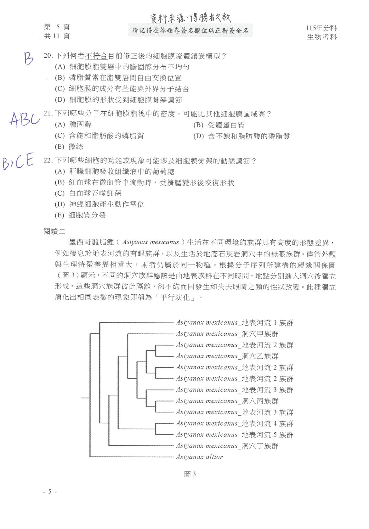 ▲▼大學分科測驗生物參考答案。（圖／得勝者文教提供）