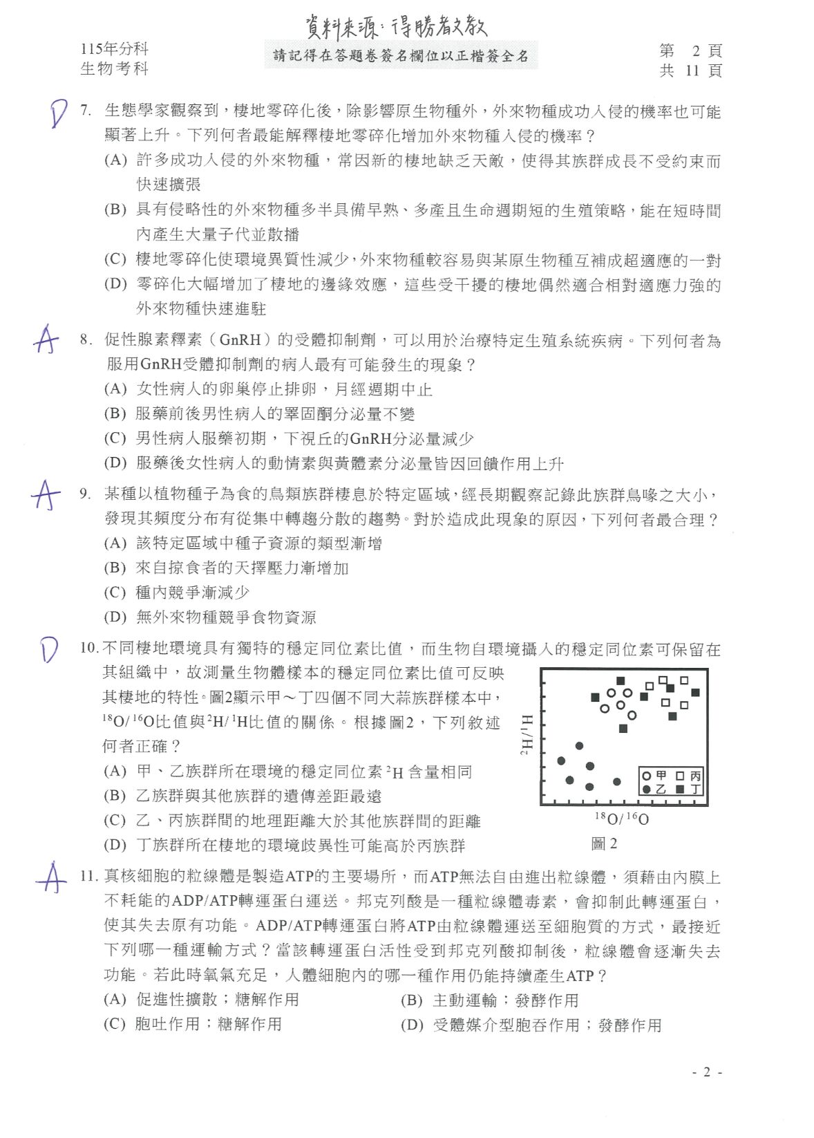 ▲▼大學分科測驗生物參考答案。（圖／得勝者文教提供）