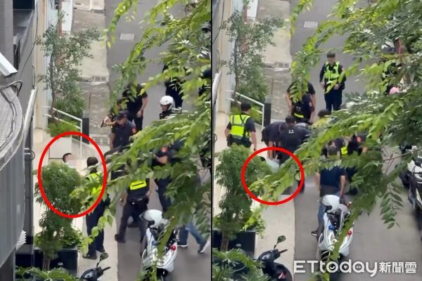 ▲新竹音樂教室命案，凶嫌與警對峙畫面。（圖／網友asd1123098授權提供）