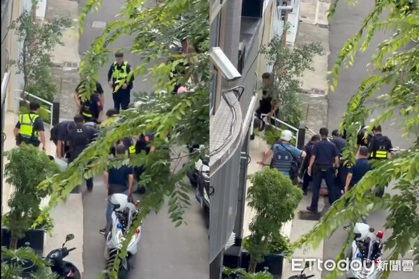 ▲新竹音樂教室命案，凶嫌與警對峙畫面。（圖／網友asd1123098授權提供）