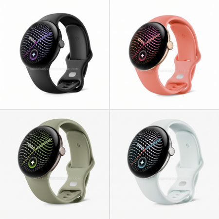 ▲▼ONLEAKS 爆料 Pixel Watch 5 的四種顏色搭配。（圖／翻攝The Tide Chart，編輯合成）