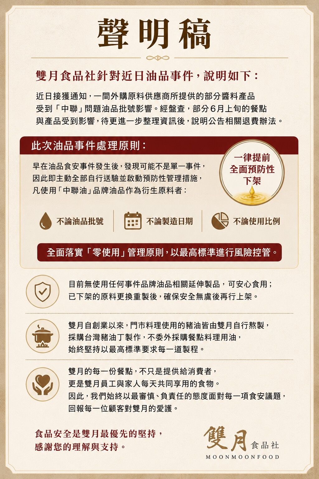 ▲雙月食品社聲明稿及退費說明。（圖／雙月食品社提供）