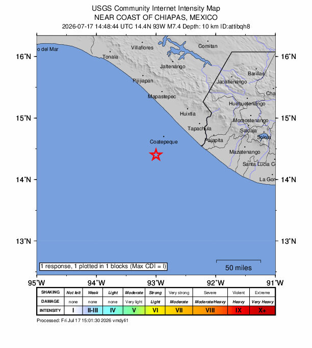 ▲▼墨西哥7.4地震。（圖／翻攝USGS）