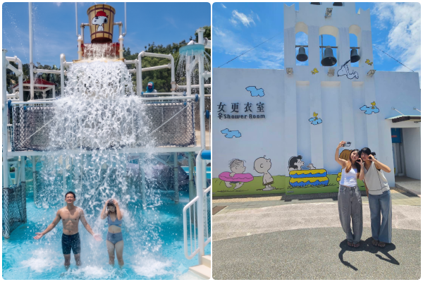 ▲▼六福村即日起推出「SNOOPY夏日祭」，水樂園搶先打造聯名主題造景、限定餐點。（圖／業者提供）
