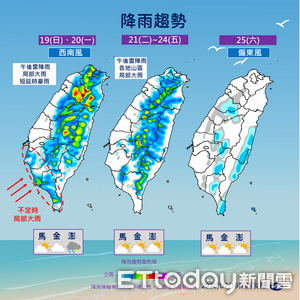 中部以北午後防短延時豪雨 未來一周又有熱帶擾動發展