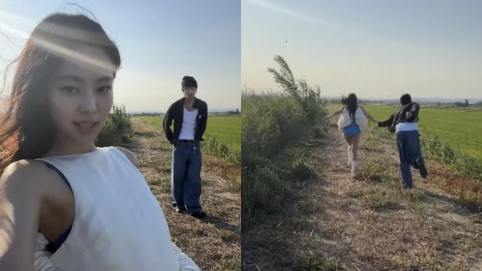 ▲▼Jennie放閃片公開！甜蜜牽台灣男模Kai　草地奔跑CP感爆炸。（圖／翻攝自Jennie tiktok）
