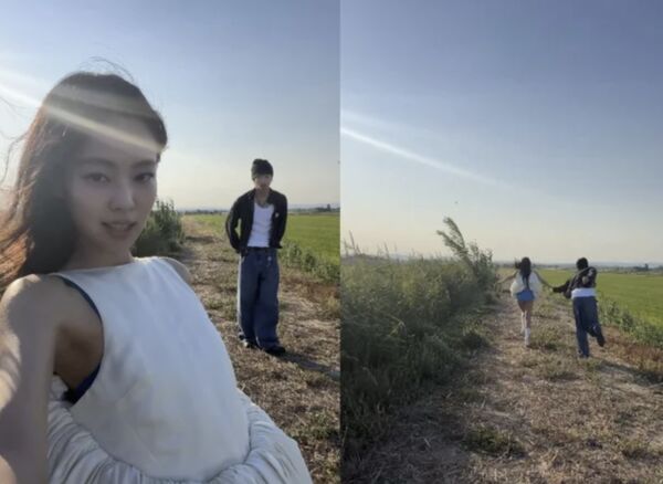 ▲▼Jennie放閃片公開！甜蜜牽台灣男模Kai　草地奔跑CP感爆炸。（圖／翻攝自Jennie tiktok）