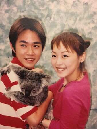 ▲「西瓜哥哥」李岳、「香蕉哥哥」林掄元、「水蜜桃姊姊」朱安禹的聚會合體。（圖／翻攝自李岳IG）