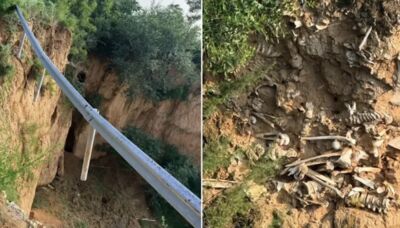 山西道路坍塌「露出大量白骨」　官方：古代戰場遺骸