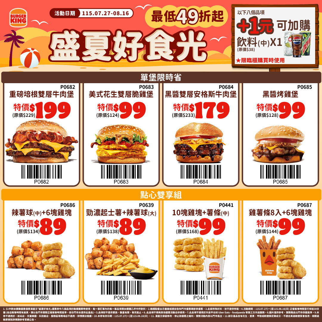 ▲▼漢堡王「盛夏好食光」優惠券 。（圖／業者提供）