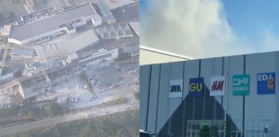 快訊/熊本AEON MALL爆炸崩塌!2樓「多人受困」 空拍畫面曝光