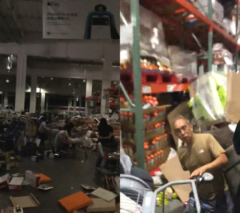 宛如災難片!熊本好市多商品掉落砸顧客 電燈狂閃尖叫聲四起