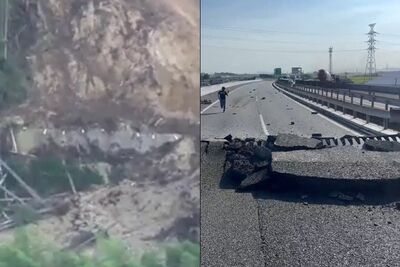 熊本大規模坍方！自衛隊空拍畫面曝　九州高速公路「扭曲龜裂」
