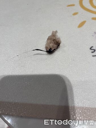 ▲有網友將二伯品牌宣稱全棉的服飾送驗，發現並非純棉，燃燒後也非全棉會發生的碳化，而是融成絲塊狀。（圖／hsu.judith授權提供）