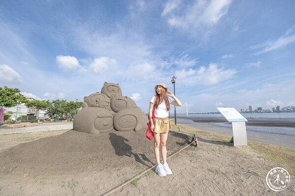 ▲▼2026八里城市沙雕展於新北市八里左岸公園登場，以三麗鷗San-X Universe角色打造16座沙雕作品，展至9月28日。（圖／《桃桃's旅人手札》授權提供）