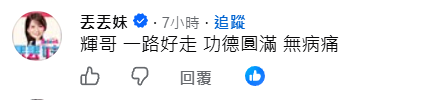 ▲▼丟丟妹哀悼肥大叔何裕輝。（圖／翻攝自臉書粉專／肥大叔）